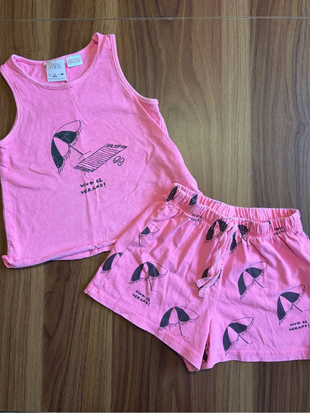 Zara 3Y Pink Beach Shorts Set